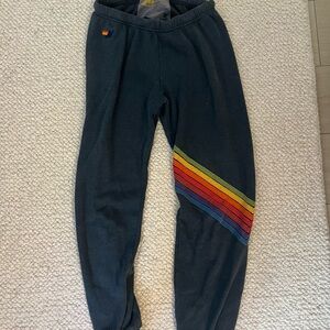 Aviator Nation Sweatpants with Rainbow Stripes